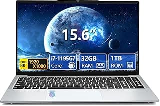 Gaming Laptop Core i7, 15.6 Inch Laptop Computer, Laptops 32GB RAM 1TB SSD, 180 Angle Open FHD 1920 * 1080 Display Fingerprint Unlock Backlit Keyboard WiFi5 HDMI,Traditional Computers,portable gamer