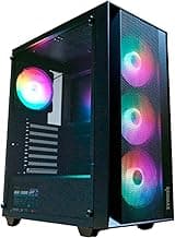 RAIDMAX V100 Gaming Case with 4 Pre-Installed Rainbow Fans, ATX Mid Tower Case, Gaming PC Black (V100TBS)