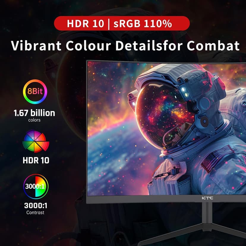 24 inch 1500R Curved Gaming Monitor 165Hz 1ms FHD 1080p VA Tilt Adaptive Sync HDR 110% sRGB DP/HDMI,VESA for Gaming Home Office Business PS5 PC Monitors