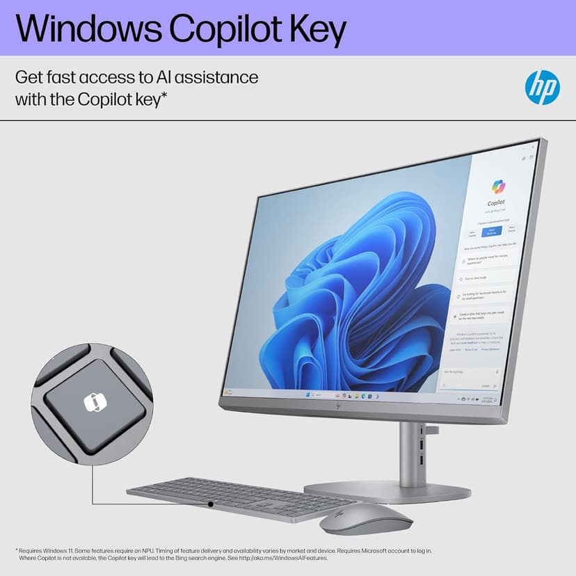 HP OmniStudio X 27" FHD Touch Screen All-in-One Desktop Intel Core U7-155H 16GB RAM 1TB SSD Meteor Silver