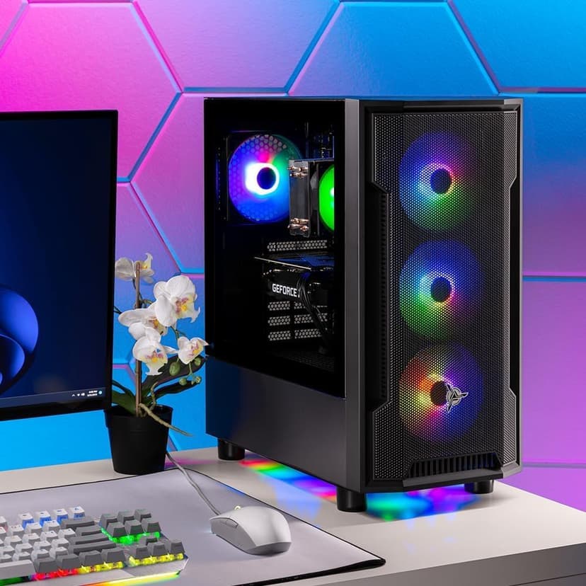 Skytech Shadow Gaming PC Desktop, Intel i5 13400F 2.5 GHz (4.6GHz Turbo Boost), NVIDIA RTX 4060 8GB GDDR6, 1TB SSD, 32GB DDR5 RAM 5200 RGB, 650W Gold PSU, Wi-Fi, Win 11 Home, AR Feature on Mobile