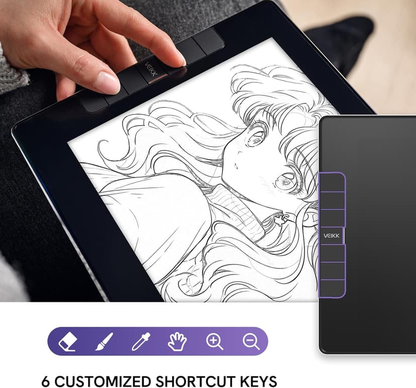VEIKK VK1200 V2 Drawing Tablet with Screen,11.6-inch Full-Laminated Graphic Drawing Monitor,2 Battery-Free Pens with Tilt Function,6 Customizable Keys,Anti-Glare Glass(Must be Connected to PC to Work)