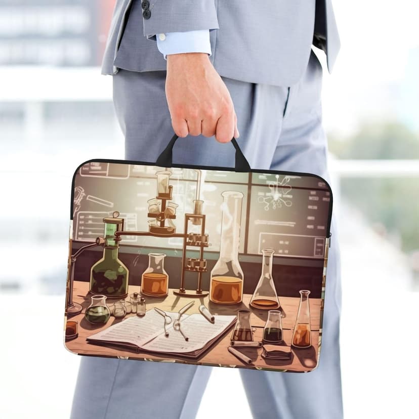 Chemistry Lab Laptop Case Sleeve 14 inch Shockproof Protective Notebook Case Travel Laptop Bag with Handle Waterproof Computer Cover Briefcase Handbags for Men Women