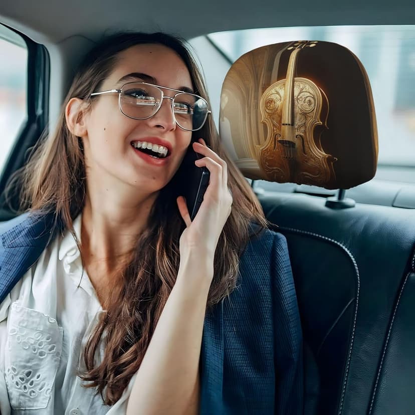 Unreal Engine Cello 2 Pcs Personalized Car Headrest Cover with Headrest Covers for Car Soft Breathable Car Headrest Fit for Most Cars Sedan Van Vehicles ﻿