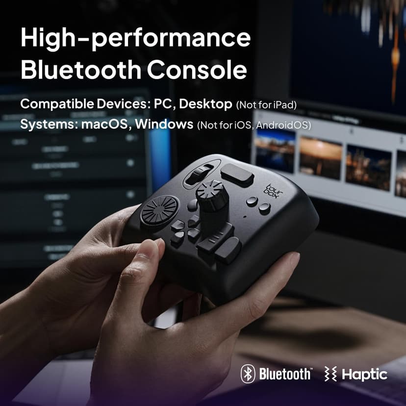 TourBox Elite, Bluetooth Controller for Video Photo Editing Color Grading, Davinci Resolve Speed Editor, MacOS/Windows, Photoshop Lightroom Premiere Final Cut Pro Programmable Keyboard