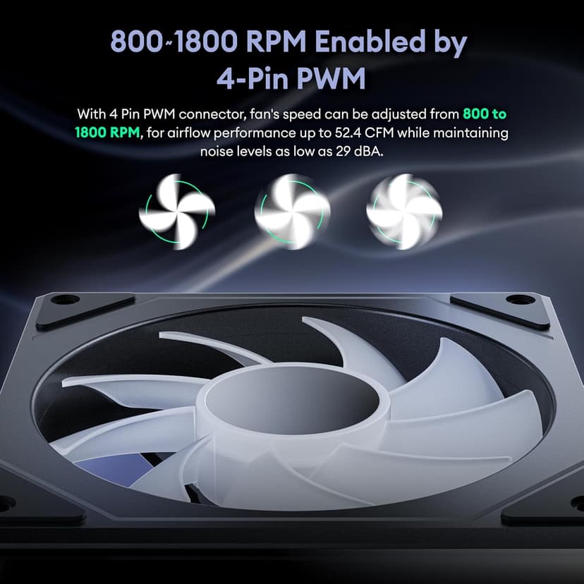 6 Pack RGB Fans, Infinity Mirror, Cable Connector 3 Pin 5V Addressable RGB Fans with Controller (Not Daisy Chain), PWM PC Fan 1800 RPM, 52.4 CFM, Infinity Series