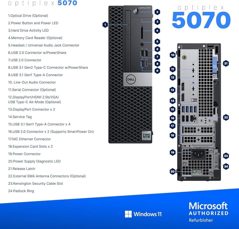 Dell Workstation 5070 PC Computer, Intel i5-9500, Editing/Design Nvidia Quadro P620, Crucial 32GB RAM, 1TB NVMe M.2, Windows 11 Pro, WiFi, Cherry Keyboard & Mouse, Office Desktop Computers (Renewed)
