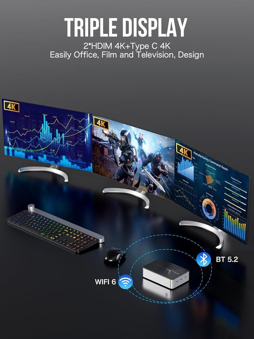 GMKtec Mini PC NAS, G9 Intel N150 Dual Boot Win Linux Desktop Computer 12GB DDR5 64GB EMMC + 1TB M.2 SSD, 4*M.2 NVMe Slots, Dual NIC 2.5GbE, USB-C/USB 3.2 10Gbps, Network Attached Storage