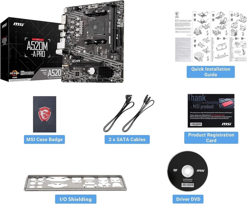 INLAND AMD Ryzen 5 5500 Unlocked Desktop Processor with MSI A520M-A PRO Gaming Motherboard (AMD AM4, DDR4, PCIe 4.0, Micro-ATX),