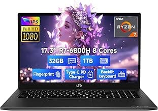 NIMO 17.3" IPS FHD-Gaming-Laptop, 8 Cores AMD Ryzen 7 6800H 32GB DDR5 RAM 1TB SSD (Beat Intel i7-12700H, Up to 4.7GHz) AMD Radeon 680M GPU-Computer with 100W Type-C Backlit Keyboard, Fingerprint