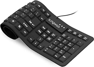 Sungwoo Foldable Silicone USB Wired Standard Waterproof Rollup Keyboard for PC Notebook Laptop, Full Size (Black)