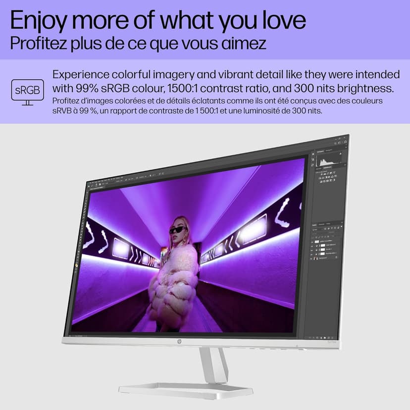 HP Series 5 27 inch FHD Monitor, Full HD Display (1920 x 1080), IPS Panel, 99% sRGB, 1500:1 Contrast Ratio, 300 nits, Eye Ease with Eyesafe Certification, 527sw (2024)