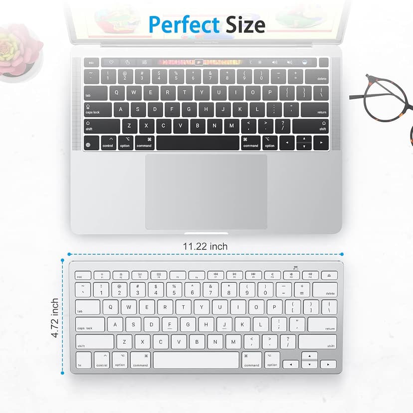 OMOTON Bluetooth Keyboard Compatible with Mac, Compact Wireless Keyboard Compatible with MacBook Pro/Air, iMac, Mac mini/Pro Laptop and PC (Silver)