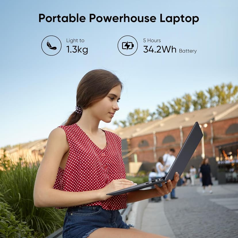 Laptop, 14 Inch HD Laptop Computer with MS Office 2024 Pro Plus, 8GB RAM 128GB SSD, Quad Core N5095 Processor Win-11 Laptops, Long Lasting Battery, Dual-Band WiFi 5, BT, USB 3.0, Webcam
