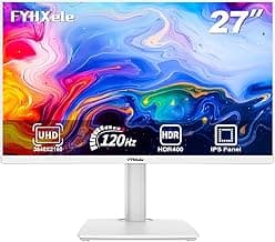 27 inch 4K Gaming Monitor, UHD 3840x2160 Fast IPS Panel Computer PC Monitor, 120Hz, 100% sRGB, FreeSync & G-Sync, HDR 400 Support, HDMI 2.1 & DP 1.4, VESA Mountable-White