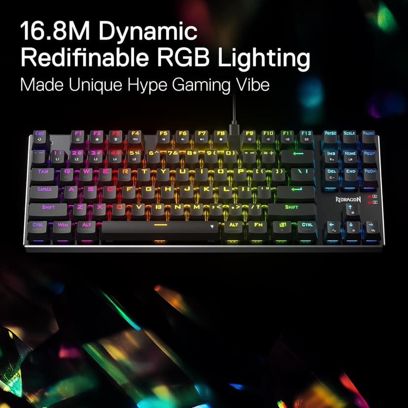 Redragon K660 (K556 TKL) RGB Wired Gaming Keyboard, 80% 87 Keys Mechanical Keyboard w/Aluminum Base, Upgraded Hot-Swap Socket and Noise Absorbing Foams, Quiet Linear Red Switch