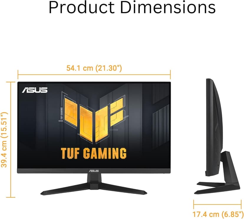 ASUS TUF Gaming 24” (23.8” viewable) 1080P Monitor (VG249QE5A) - Full HD, Overclock to 144Hz, IPS, Extreme Low Motion Blur Sync, 1ms, Speakers, Variable Overdrive, DisplayWidget Center, 3 yr Warranty