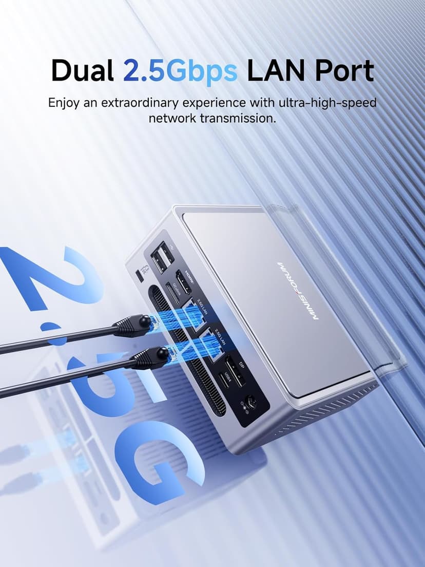 MINISFORUM NAB8 Plus Mini PC Core i7-12800H(14C/20T,up to 4.8Ghz) 16G RAM 1TB SSD Desktop Computer, 1xHDMI2.1 TMDS|1xDP1.4|1xUSB4 Video Outputs, 2x2.5G LAN/WiFi6E/BT5.3/4xUSB Iris Xe Graphics Micro PC