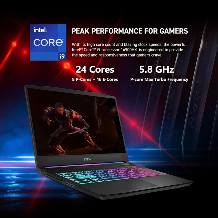 MSI Katana 15 HX 15.6” 165Hz QHD+ Gaming Laptop: Intel Core i9-14900HX, NVIDIA Geforce RTX 5070, 32GB DDR5, 1TB NVMe SSD, RGB Keyboard, Win 11 Home: Black B14WGK-016US