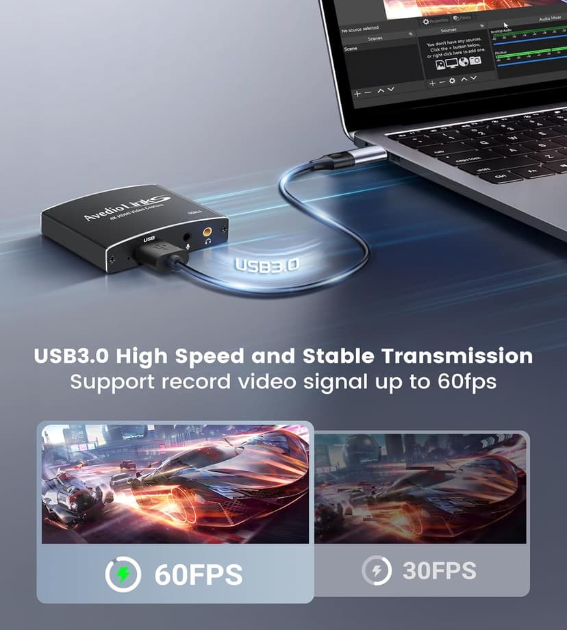 4K HDMI Video Capture Card, avedio links Video Capture Card 1080P 60FPS,USB C/A 3.0 Game Capture Card for Streaming Works for PS5 PC Switch Camera OBS (Black)