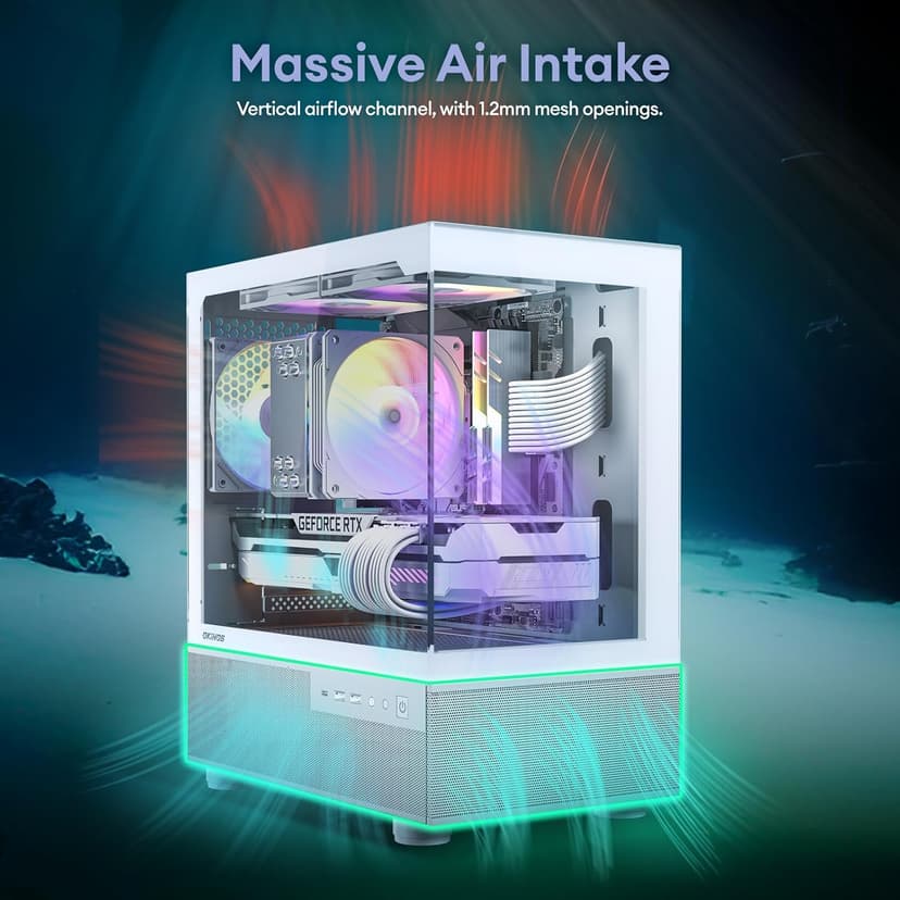 Aqua 3, Micro ATX Case, MATX PC Case with 3 X 120mm 3-Pin ARGB Fan Pre-Installed, Panoramic View Tempered Glass Front & Side Panel, with Type C Port, Black