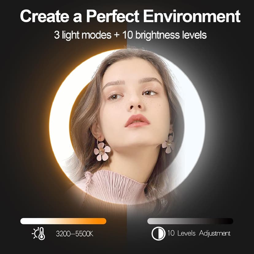 EMART 10" Ring Light with 55" Extendable Tripod Stands and Phone Holder, Dimmable LED Circle Round Light for Selfie Camera Photography/Makeup/YouTube Video/Vlogging/Live Streaming