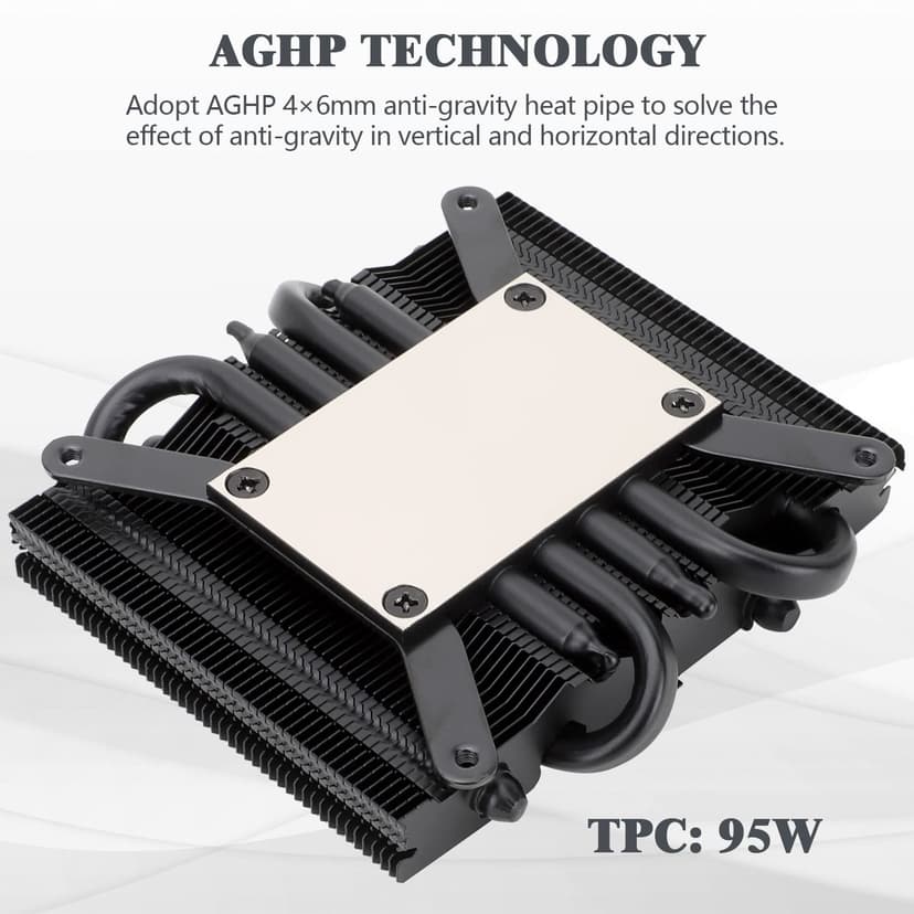 Thermalright AXP90 X36 Black Low Profile CPU Cooler, with 92mm TL-9015B Slim PWM Fan, ITX CPU Cooler, AGHP Technology, 36mm Height,for AMD AM4 AM5/Intel 1150/1151/1155/1851/1200/1700(AXP90 X36 Black)