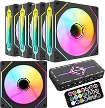 RGB Fans:5pack 120mm PWM ARGB Case Fan with Fan Hub and Remote,Speed Control,PWM Control Fan for Computer Case and Liquid Cooling System
