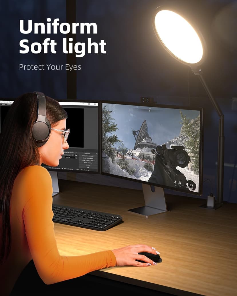 Weilisi 10.2" Desk Ring Light with Stand for Zoom Meetings, Ring Light for Desk with Clamp, 360° Rotate & Flexible Height Video Conference Light, Adjust Arm Desk Lamp Zoom Light for Home Office