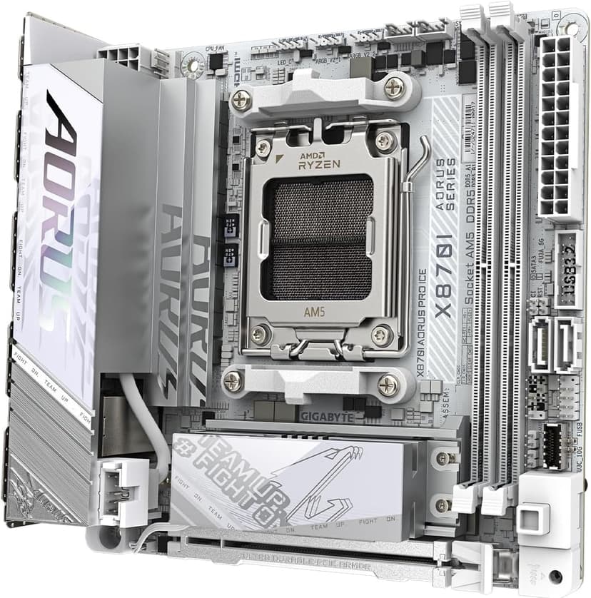 GIGABYTE X870I AORUS PRO ICE AMD AM5 LGA 1718 Motherboard, Mini-ITX, DDR5, 2X M.2, PCIe 5.0, USB-C, WIFI7, 2.5GbE LAN, EZ-Latch, 5-Year Warranty