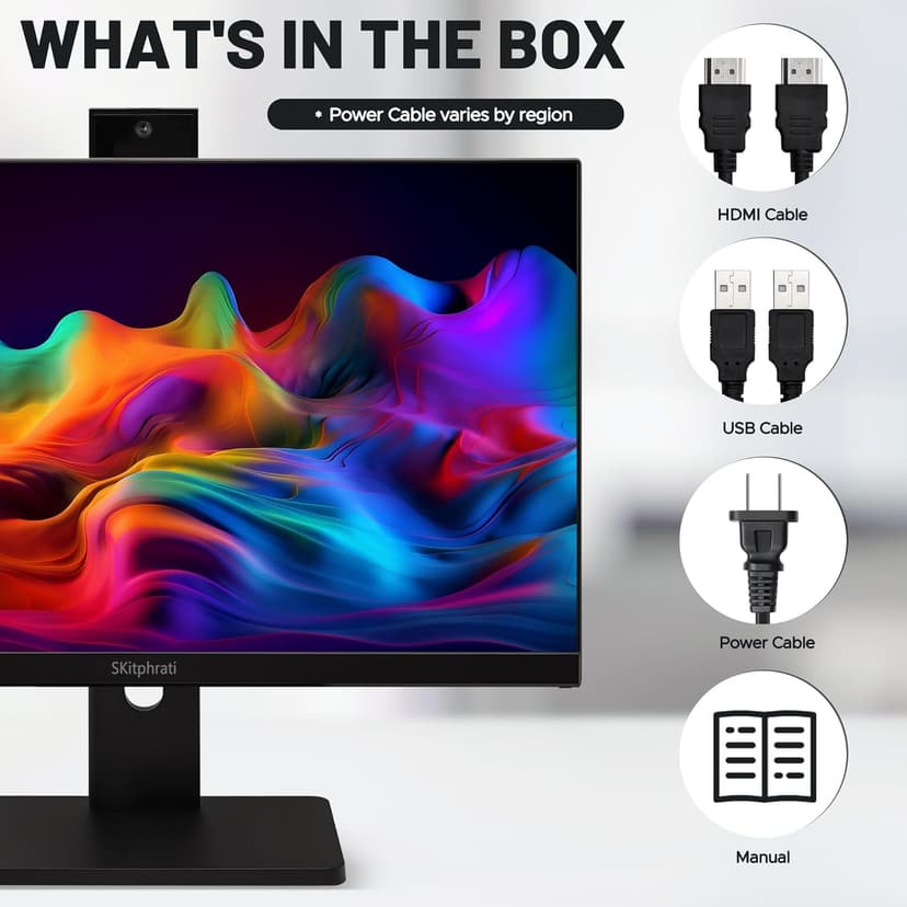 23.8” Business Webcam Gaming Monitor, 1080P IPS 120HZ, Video Conference Monitor - Built-in Adjustable 3MP Webcam, Mic Array, Speakers, Eye Care, Frameless, HDMI, DP, VGA, USB 2.0