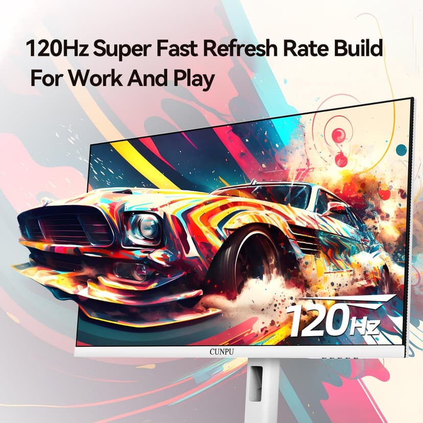 27 Inch 2560x1440p 120Hz White Monitor, IPS Ultra-Thin Bezel Computer Gaming Monitor, 100% sRGB, 16.7M Colors, Adaptive Sync, HDMI/DP, VESA 100x100mm, Eye Care, Tilt Adjustable for Game and Work