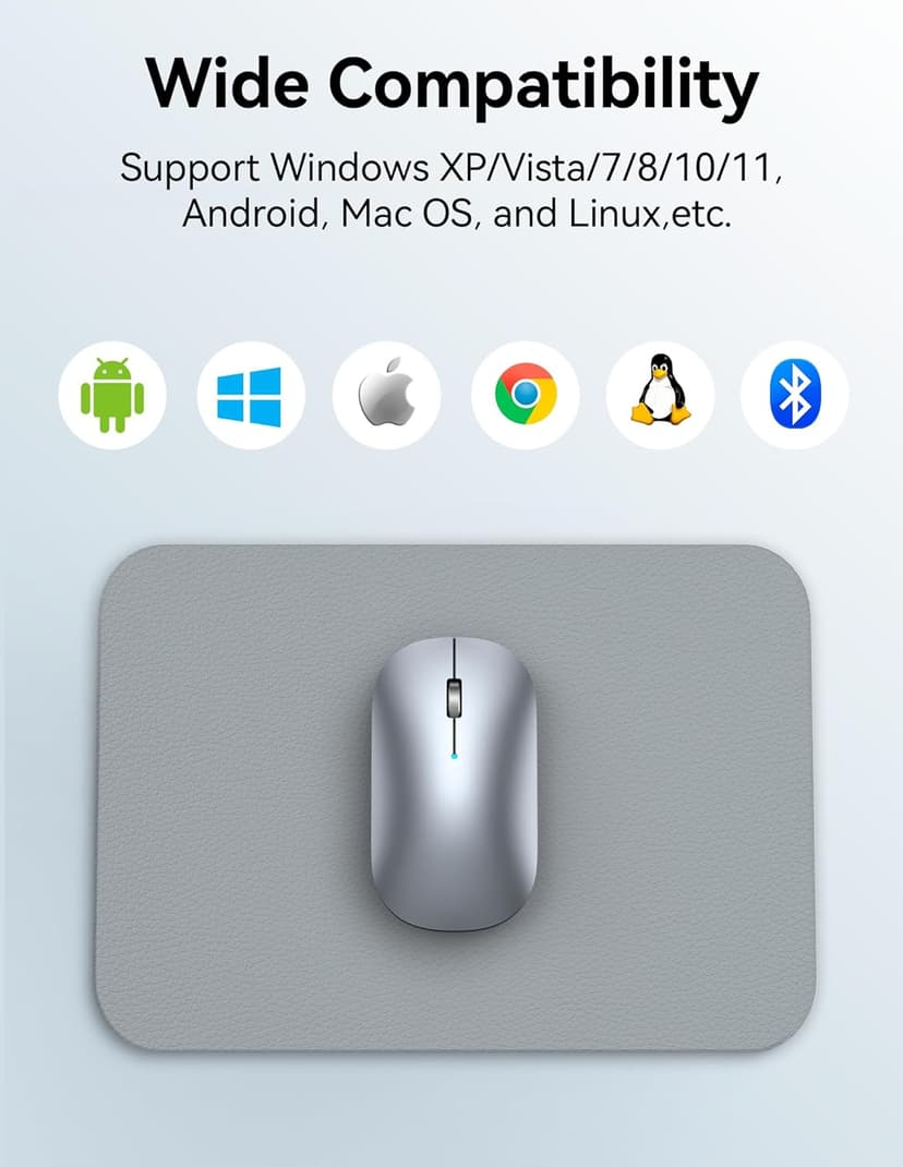 TECKNET Wireless Mouse, BT5.0/3.0 2.4GHz Silent Computer Mouse with USB Receiver,4000DPI Rechargeable Portable Bluetooth Mouse for Laptop/MacBook/Pro/iPad/Windows