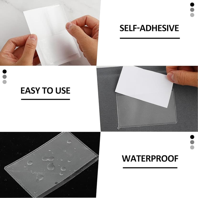 30 Pcs Self-Adhesive Index Card Holders Business Card Pockets Clear Plastic Labels Holders for Organizing Storage Bins Library Card Shelves (3.14 x 2.28 Inches)