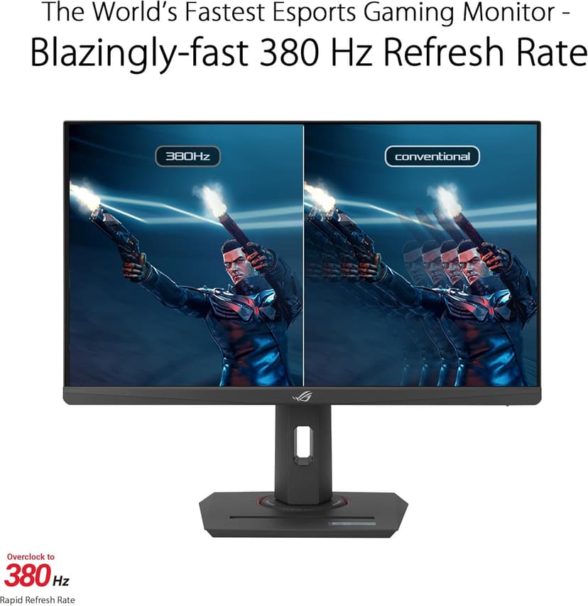 ASUS ROG Strix 25” (24.5” viewable) Esports Gaming Monitor (XG259QNS) - Full HD, 380Hz, 0.3ms, Fast IPS, Extreme Low Motion Blur Sync, FreeSync Premium, DisplayWidget, Ergonomic, 3 yr Warranty