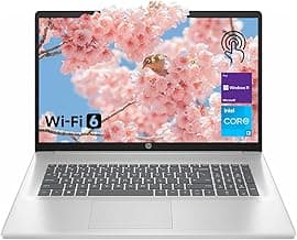 HP High-Performance 17.3" Laptop, 17.3" HD+ Touchscreen, 8-Cores Intel i3-N305, 32GB RAM, 128GB eMMC + 1TB PCIe SSD, Webcam, HDMI, Numeric Keypad, Wi-Fi 6, Windows 11 Pro, Silver
