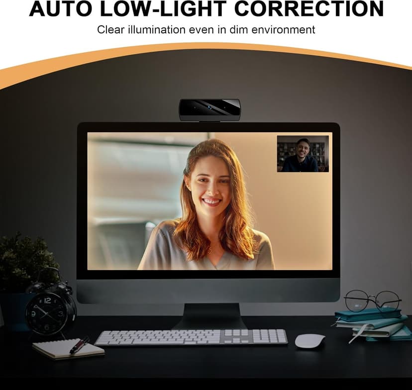 Webcam,Webcams for PC, Full HD 1080P Video Calling, HD Light Correction, Works with Skype, Zoom, FaceTime, Hangouts, PC/Mac/Laptop/MacBook/Tablet