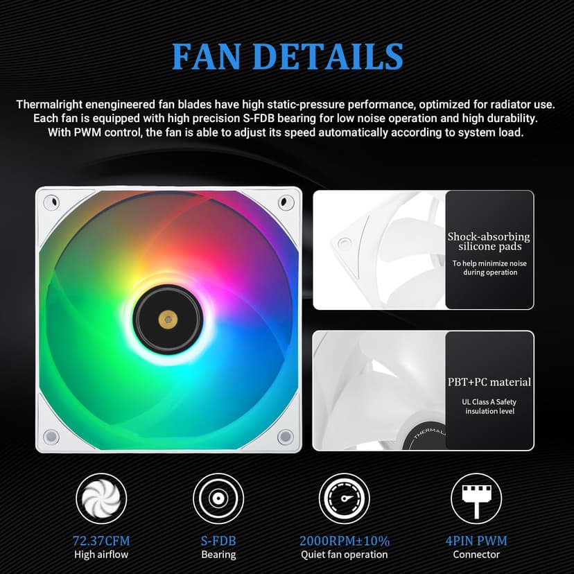 Thermalright Frozen Notte 360 White ARGB V2 Water Cooling CPU Cooler, 360 Specification CPU Liquid Cooler,3 PWM Fans, S-FDB Bearings, Suitable for AMD:AM4/AM5, Intel LGA 1851/1700/115X/1200/2011