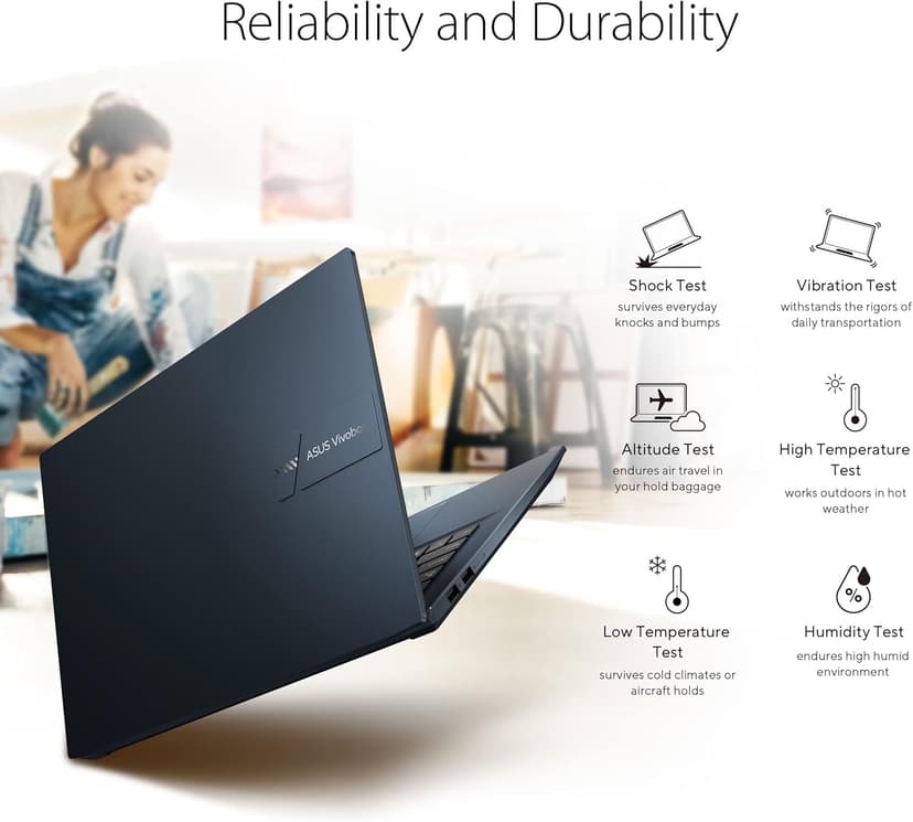 ASUS VivoBook Pro 14 OLED Laptop, 14” 2.8K OLED Display, AMD Ryzen 7 6800H Mobile CPU, NVIDIA® GeForce® RTX™ 3050 GPU,16GB RAM, 1TB SSD, Windows 11 Home, Quiet Blue, M6400RC-EB74
