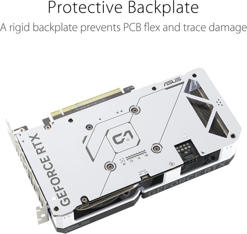 ASUS Dual GeForce RTX™ 4060 OC White Edition 8GB GDDR6 (PCIe 4.0, 8GB GDDR6, DLSS 3, HDMI 2.1a, DisplayPort 1.4a, 2.5-Slot Design, Axial-tech Fan Design, 0dB Technology, and More)