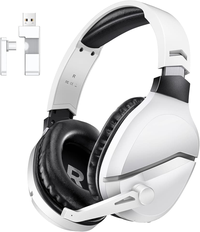 Wireless Gaming Headset with Noise Canceling Microphone for PS5, PC, PS4, 2.4G/Bluetooth Gaming Headphones with USB and Type-c Connector, Wired Mode for Controller Gamecube