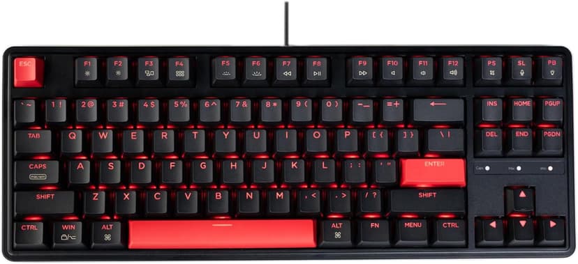 Keychron C3 Pro QMK/VIA Custom Gaming Keyboard, Programmable 87 Keys Compact TKL Layout Gasket Mount, Red LED Backlight Wired Mechanical Keyboard with Red Switches for Mac/Windows/Linux