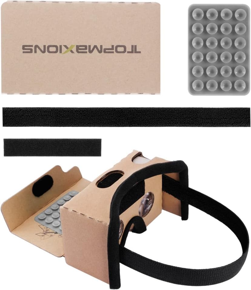 Google Cardboard,Topmaxions 3D VR Virtual Reality DIY VR Headset for 3D Movies and Games Compatible with Android & Apple Up to 6 Inch Easy Setup Machine
