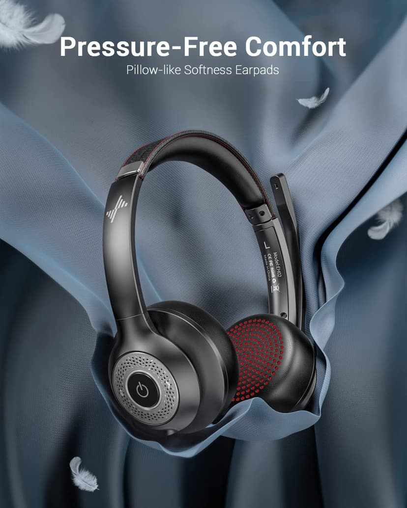 Wireless Headset with AI Noise Cancelling Microphone Bluetooth Headset - Bluetooth V5.2 Headphones with USB Dongle & Mic Mute for Computer/Laptop/PC/iPhone/Android/Cell Phones (Bluetooth+USB Dongle)