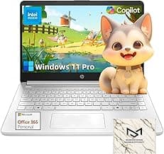 HP Ultra-Portable Laptop for Student and Business - 14" HD Display • Intel 4-Core N150 • Windows 11 Pro • Microsoft Office Lifetime & External DVD Drive • 16GB RAM • 128GB UFS + 256GB Micro SD