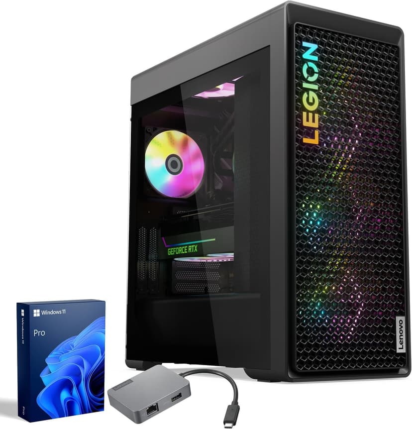 Lenovo Legion Tower 7i Gen 8 Intel i9-14900KF, NVIDIA GeForce RTX 4080 Super Premium Pro Gaming Desktop, 64GB DDR5, 2TB SSD, RGB Light, Wired M&K, Wi-Fi 6, Bundle USB-C Travel Hub G2 Dock