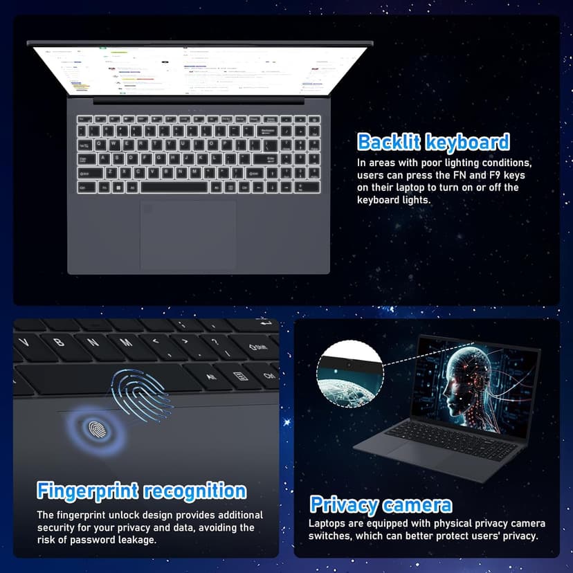 16'' FHD Laptop, i7-13620H 10-Core up to 4.9 GHz, 32GB RAM, 1TB SSD, Backlit Keyboard, USB-C, HDMI, WiFi 6, Fingerprint, Numeric Keypad, Win11 Pro, Thin Business & Gaming Notebook, Gray, T160H