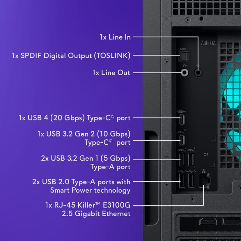 Alienware Aurora Gaming Desktop ACT1250 - Intel Core Ultra 9 285 Processor, Liquid Cooled, NVIDIA GeForce RTX 5080, 32GB DDR5 RAM, 1TB SSD, 1000W Platinum Rated PSU, Win 11 Home - Clear Panel