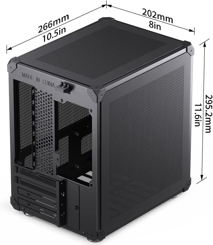 JONSBO C6 Black Mini MATX Mesh PC Case,Simple Compact Desktop Micro ATX Chassis,Upper Cover/Side Panel Tool-Free Open pc case, ATX Power Bite (L185mm Max.),Support 75mm CPU Cooler,GPU200-255mm