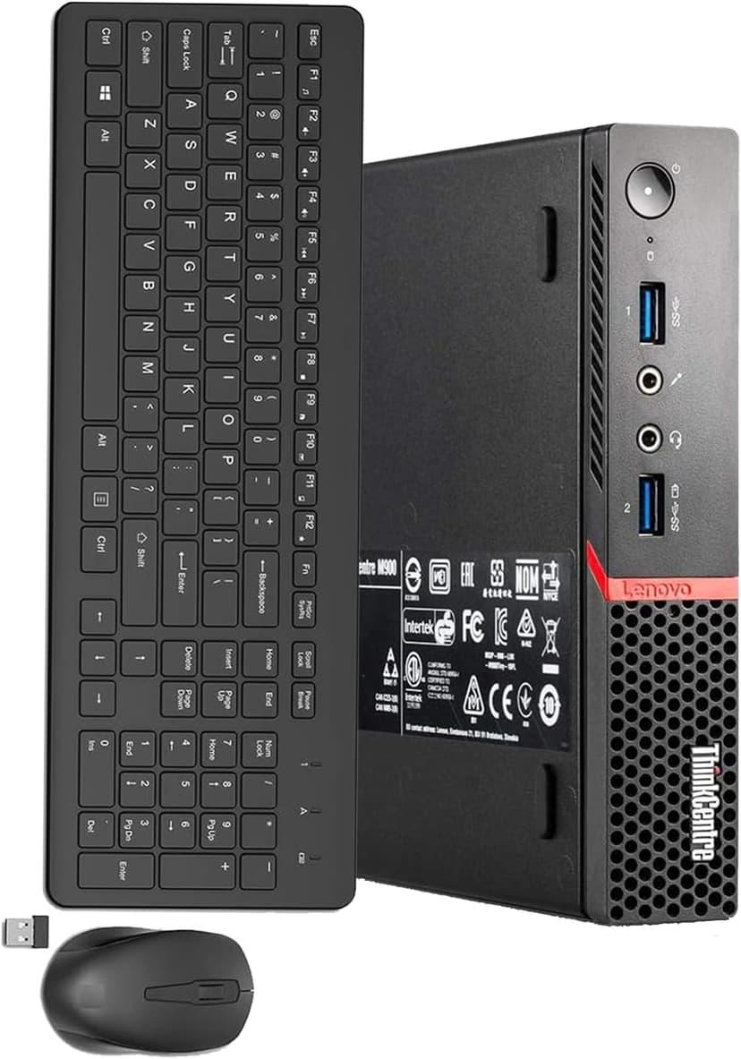 Lenovo ThinkCentre M900 Tiny Desktop Computer Mini PC, Core i5-6th up to 3.1 GHz, 8 GB RAM, 256GB SSD, Wireless Keyboard, Windows 10 Pro (Renewed)